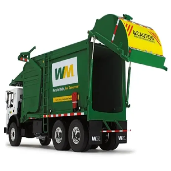 Mack TerraPro "Waste Management" Garbage Truck w/Wittke Front Load White & Green w/Garbage Bin 1/34 Diecast Model by First Gear image {3}