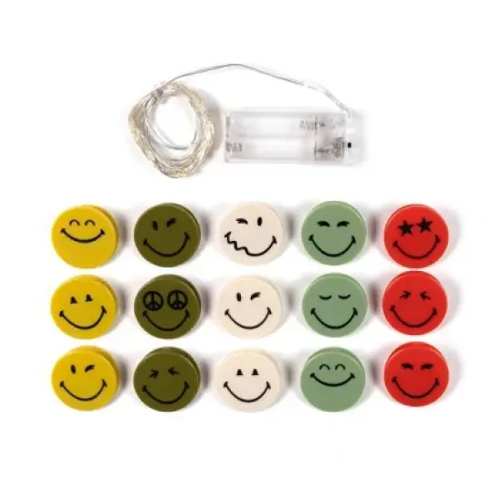 Yoobi SmileyWorld String Lights with Clips Colorful Smiley image {1}