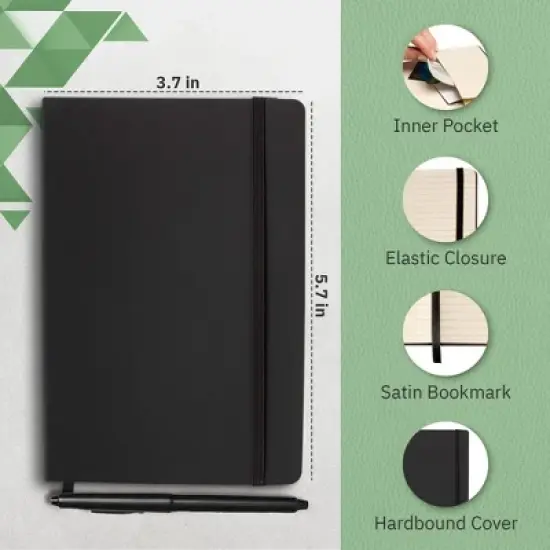 Simply Genius A6 Pocket Size Mini Notebooks with Hardcover - Pocket Journal - 124 pages (3.7" x 5.7"), Inner Pocket (Black, 12 Pack) image {2}