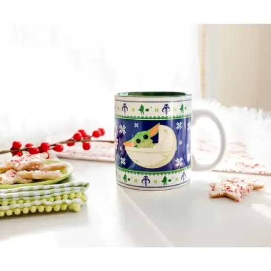 Silver Buffalo Star Wars: The Mandalorian Grogu Christmas Sweater Ceramic Mug | Holds 20 Ounces image {3}
