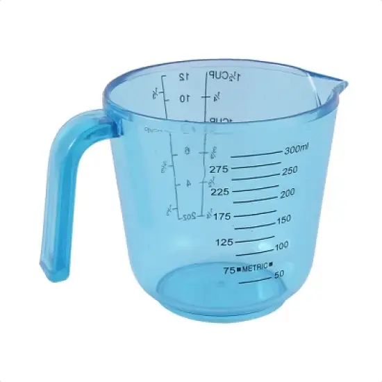 Unique Bargains Plastic 300ml Kitchen Measuring Cup 3.5" x 3.4" Clear Blue 1 Pc image {1}
