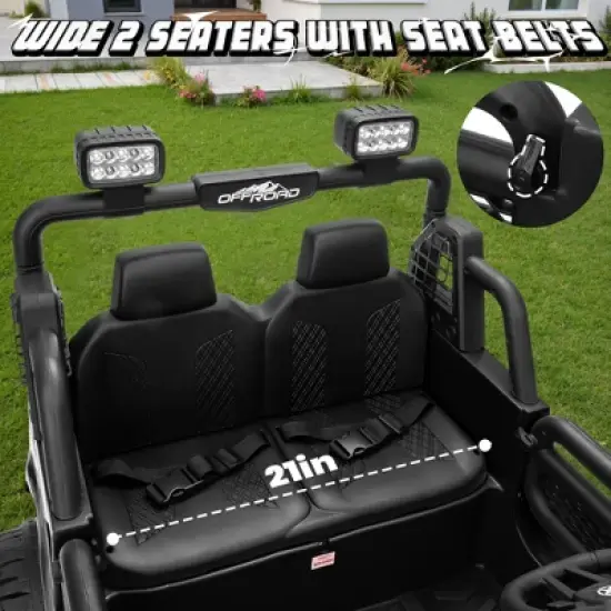 JOYRACER 24V 2-Seater Ride-On Jeep Style Car for Kids, Electric Ride-On Toys with Bluetooth, Music, USB & MP3 Port image {5}