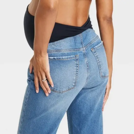 Over Belly 90's Straight Maternity Jeans - Isabel Maternity by Ingrid & Isabel&trade; image {6}