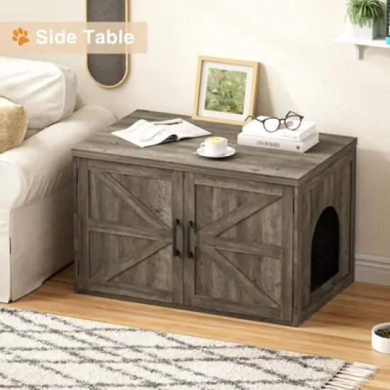 Large Double Room Cat House Cabinet, Hidden Litter Box Furniture image {8}