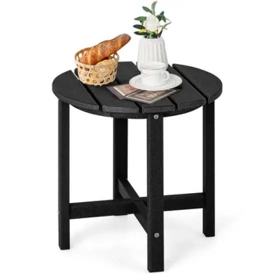 Costway 18'' Patio  Round Adirondack Side Table Weather Resistant HDPE Garden image {10}