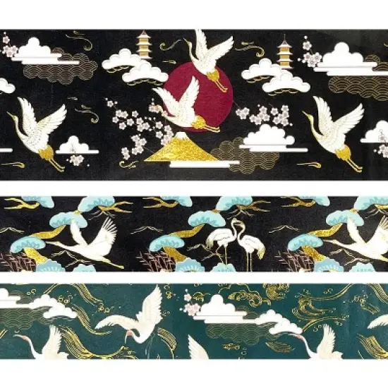 Wrapables Elegant Gold Foil Washi Tape and Sticker Set for Stationery, Diary, Card Making (3 Rolls & 3 Sheets) image {2}