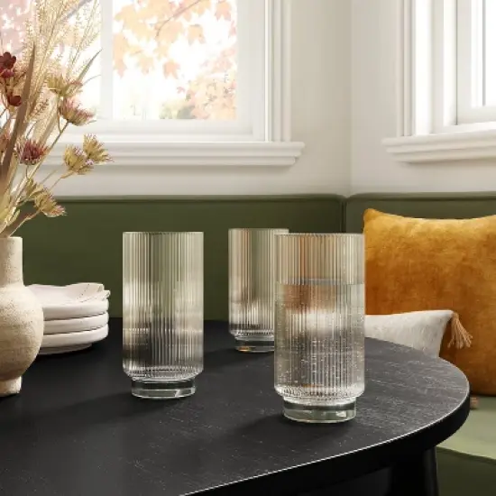 20.2oz Glass Ribbed Cassin Tall Tumbler - Threshold&trade; image {1}