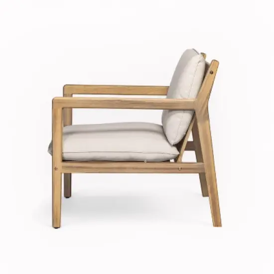 Christopher Knight Home Vanda Patio 6 Pieces Acacia Wood Open Slat Seating Set with Cushions image {6}