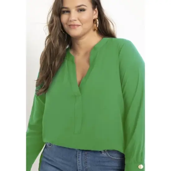 ELOQUII Women&rsquo;s Plus Size Mandarin Collar Tunic image {8}