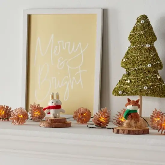 10ct LED Battery Operated Sugared Pinecone Christmas Indoor/Outdoor Novelty String Lights Warm White with Green Wire - Wondershop&trade; image {1}