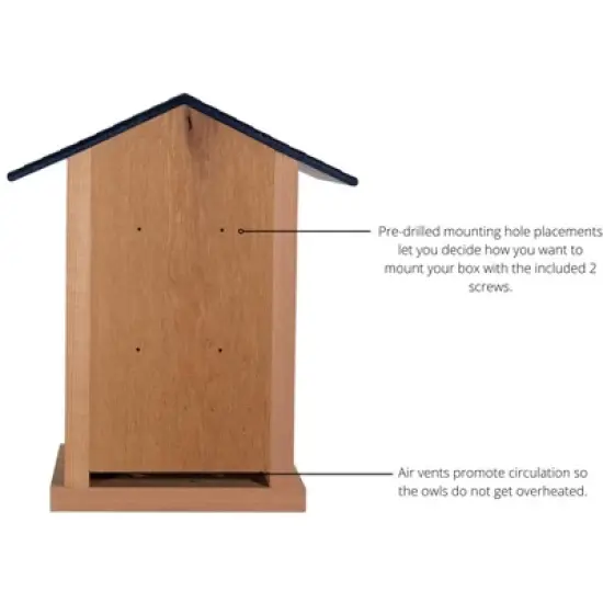 JCS Wildlife Cedar Screech Owl Nest Box with Poly Lumber Roof image {6}