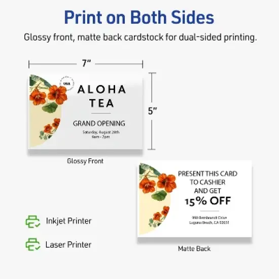 Avery Printable Rectangle Cards, 5" x 7", Glossy White, 20ct image {5}