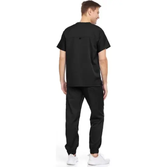 Medichic Men's Workwear Uniforms- Stretch V-Neck Scrubs Set with Seven-Pocket Jogger Pants image {2}