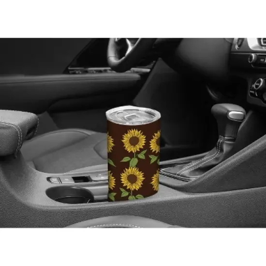 Elanze Designs Bright and Cheery Sunflower Pattern 20 ounce Stainless Steel Travel Tumbler with Lid For Your On The Go Beverages image {4}