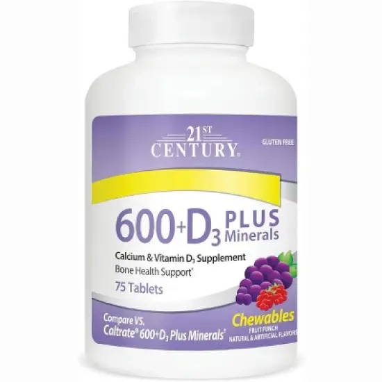21st Century Calcium 600 + D3 Plus Minerals 75 Chewable image {3}