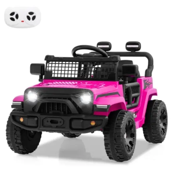 Costway 12V Kids Ride on Truck Car Battery Powered Electric Vehicle with Remote Control White/Purple/Red/Blue/Black/Pink image {12}