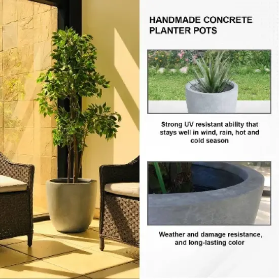 Rosemead Home & Garden, Inc. Concrete Outdoor Planter Pot Gray 14"x14" image {7}