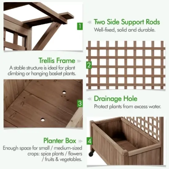 Yaheetech 72"H Wood Planter Raised Bed with Trellis image {3}