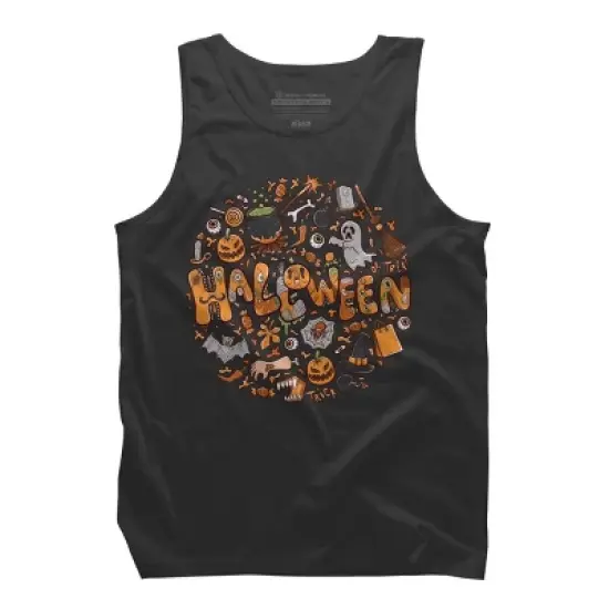 Men's Design By Humans happy halloween greeting holiday illustration By ghinan Tank Top image {3}