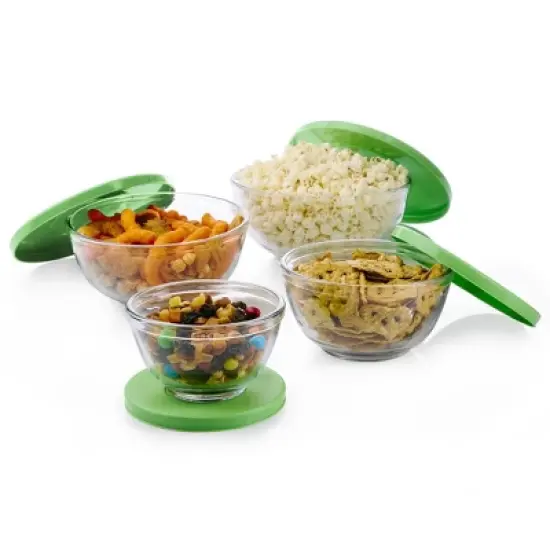 Libbey Baker's Basics 4 Piece Glass Mixing Bowl Set with Plastic Lids, Multi Size image {7}