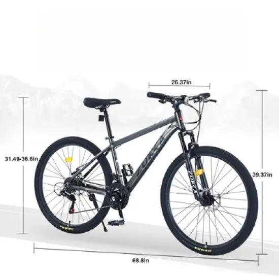DSVIMOY Bicycles, 27.5 Inch Mountain Bike for Women and Men, 21 Speed Mountain Bike, Gray, 68.8"*26.37"*39.37" image {1}
