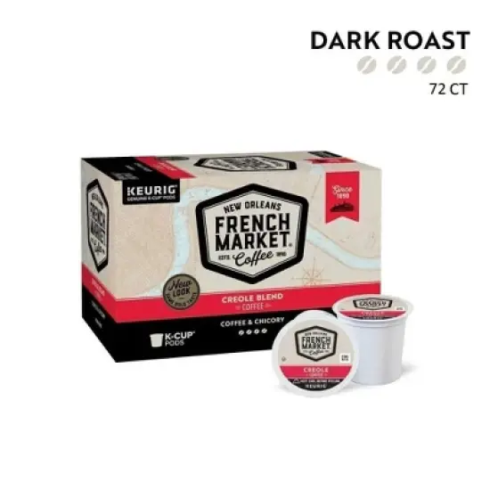 French Market Coffee Single Serve Cups, Medium-Dark Roast With Chicory, 12 count (6 Pack) image {3}