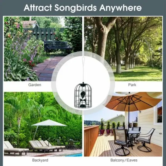 Tangkula Squirrel-proof Caged Tube Wild Bird Feeder Outdoor Metal Seed Guard Deterrent image {7}