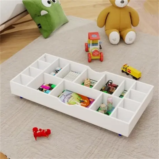 YONWAY Kids 2 in 1 Play Table,Compartments,Compatible with LEGO Building Block,Modern Activity Learning Table Game Furniture-White image {5}