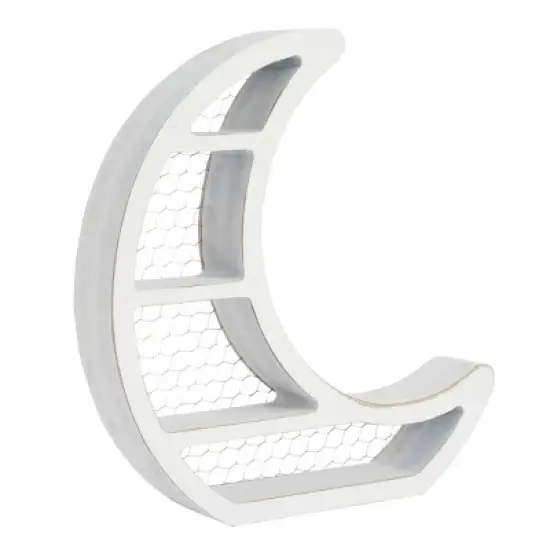 Farmlyn Creek Small Wooden Crescent Moon Wall Shelf for Crystals & Essential Oils, Rustic Home Wall Decor for Nursery, White, 10.7 x 11.2 x 2 In image {8}