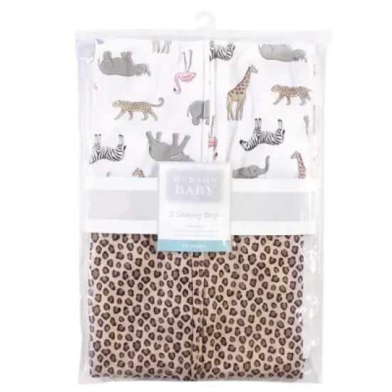 Hudson Baby Infant Girl Cotton Sleeveless Wearable Sleeping Bag, Sack, Blanket, Modern Pink Safari image {1}