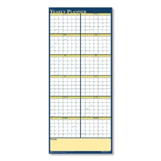 Recycled Reversible Yearly Wall Planner, 60 x 26, White/Blue/Yellow Sheets, 12-Month (Jan to Dec): 2026 image {1}