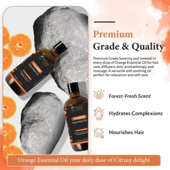 Orange Essential Oil | Premium Grade Essential Oils for Hair Care, Oil for Skin, Aromatherapy, & Diffuser | Essential Oil for Skin | 4 Fl Oz (120 mL) image {3}