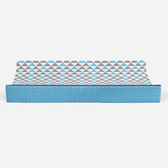 Bacati - Woodlands Aqua/Navy/Gray Neutral Cotton Changing Pad Cover image {4}