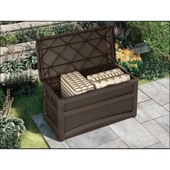 73gal Resin Deck Box With Seat Brown - Suncast image {1}