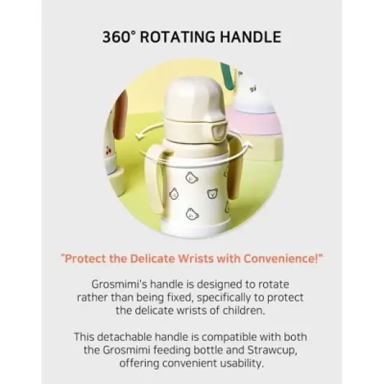 Grosmimi Stainless Steel Straw Cup with Flip Top - 6oz (200ml) image {8}