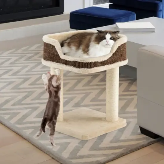 Tangkula Cat Tree Multi-Level Cat Tower w/ Scratching Posts & Large Plush Perch image {2}