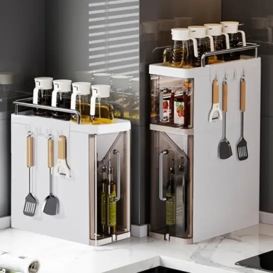 CuisinSmart Deaktop Spice Rack with Dustproof Doors for Kitchen, Spices Organizer for Cabinet- for Spices, Spoons, Knifes&Forks, Kitchenware image {6}