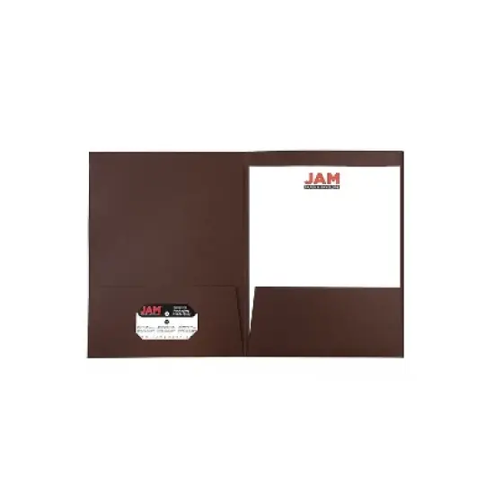 JAM Paper Two-Pocket Textured Linen Business Folders Chocolate Brown 386LBRD image {5}
