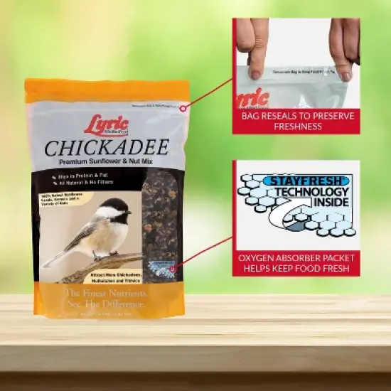 Lyric Chickadee Wild Bird Seed - Sunflower & Nut Premium Wild Bird Seed for Outside Feeders, for Chickadees, Nuthatches & Titmice - 4 lb Bag image {4}