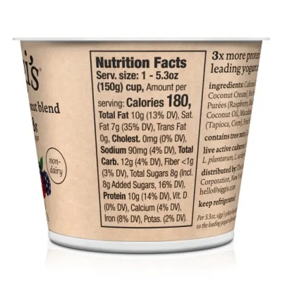 Siggi's Mixed Berries Plant-Based Coconut Blend Yogurt Alternative - 5.3oz image {9}