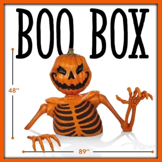 BOO BOX 48" Groundbreaking Pumpkin Skeleton, Orange - Creepy Outdoor Halloween Decorations for Yard image {6}