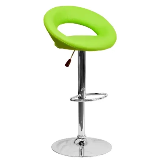 Flash Furniture Contemporary Vinyl Rounded Orbit-Style Back Adjustable Height Barstool with Chrome Base image {14}