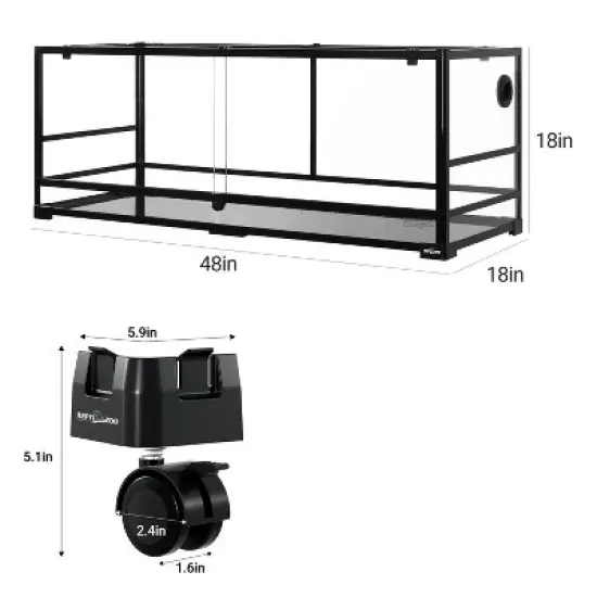REPTI ZOO 64Gallon Reptile Glass Terrarium with Wheels-48 x 18 x18 inches image {2}