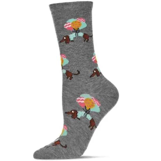 Memoi Dachshund Float Bamboo Blend Crew Sock image {4}