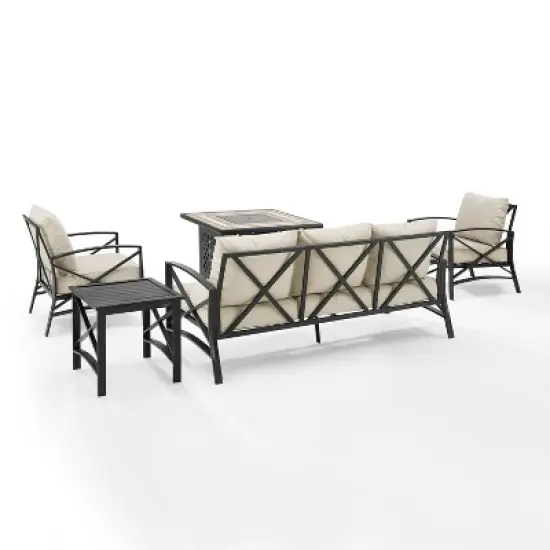 Kaplan 5pc Sofa Set with Fire Table - Oatmeal - Crosley image {2}