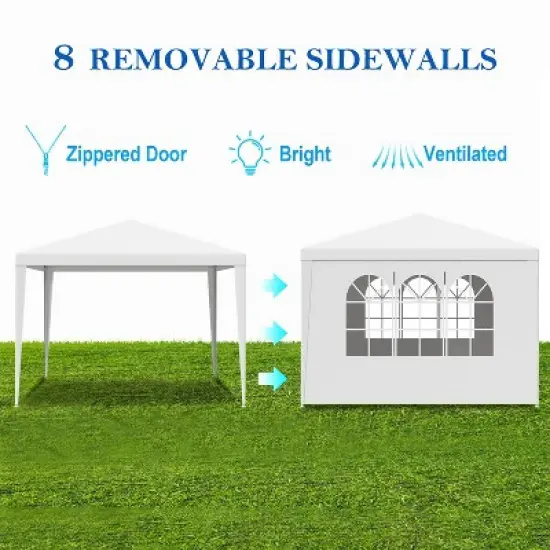10'x10' Party Tent Commercial Gazebo Tent With 4 Removable Wall Window Zipper Door Portable Canopy Tent For Outdoor Event Wedding Party Bench image {7}
