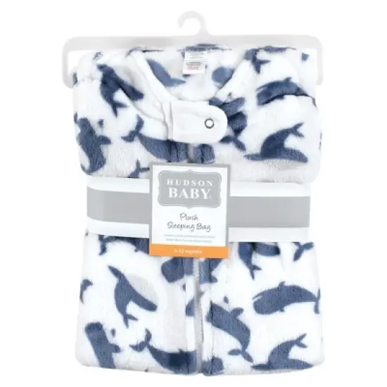 Hudson Baby Infant Boy Plush Sleeping Bag, Sack, Blanket, Sleeveless Whale image {1}