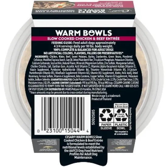 Cesar Warm Bowls Slow Cooked Chicken and Beef Flavor Adult Wet Dog Food - 2.7oz image {1}
