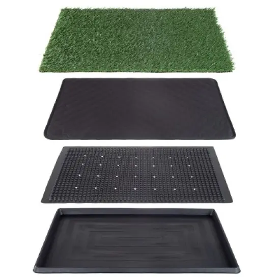 Artificial Grass Puppy Pee Pad for Dogs and Small Pets - 20x30 Reusable 4-Layer Training Potty Pad with Tray - Dog Housebreaking Supplies by PETMAKER image {4}