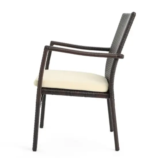 Campbell 5pc Wicker Patio Dining Set with Cushions - Multibrown - Christopher Knight Home image {6}